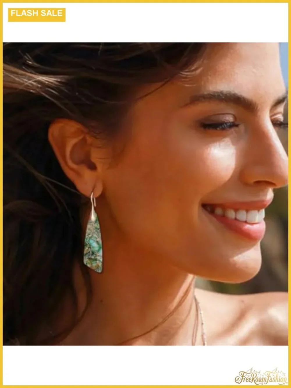 Natural Stone Triangle Dangle Drop Earrings Boho Women's Lightweight